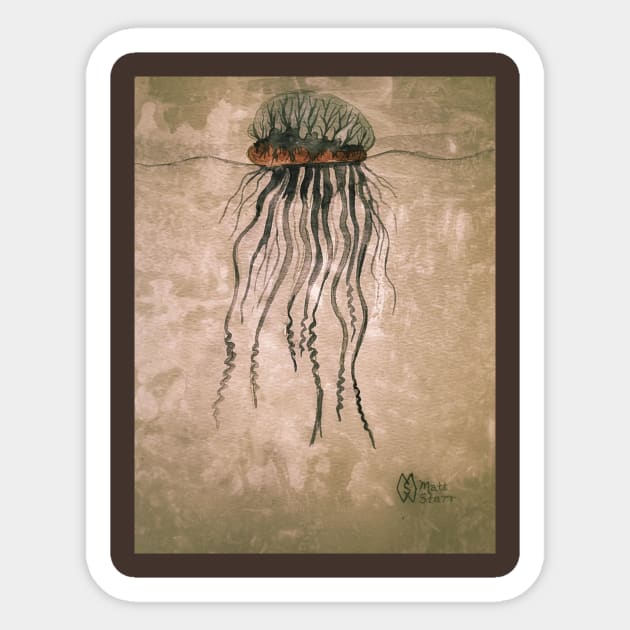 Portuguese Man O' War with grunge Sticker by Matt Starr Fine Art